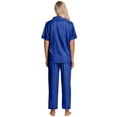 thumbnail image 3 of DAKIMOE Silk Satin Pajama Set for Women Short Sleeve Two Piece Button Down Pjs Sleepwear Soft Loungewear Nightwear, Royal Blue Leopard Print, 3 of 8