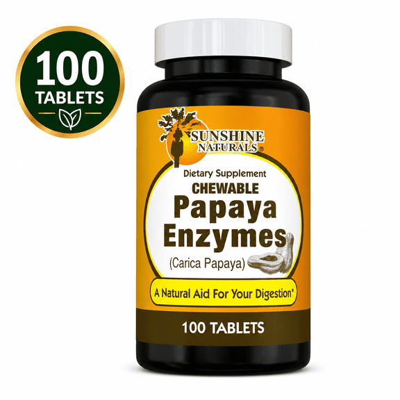 Sunshine Naturals Papaya Enzymes Digestive Aid, 100 Tablets