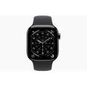 Apple Watch Series 11 [GPS + Cellular 42mm] Smartwatch with Slate Titanium Case with Black Sport Band - S/M