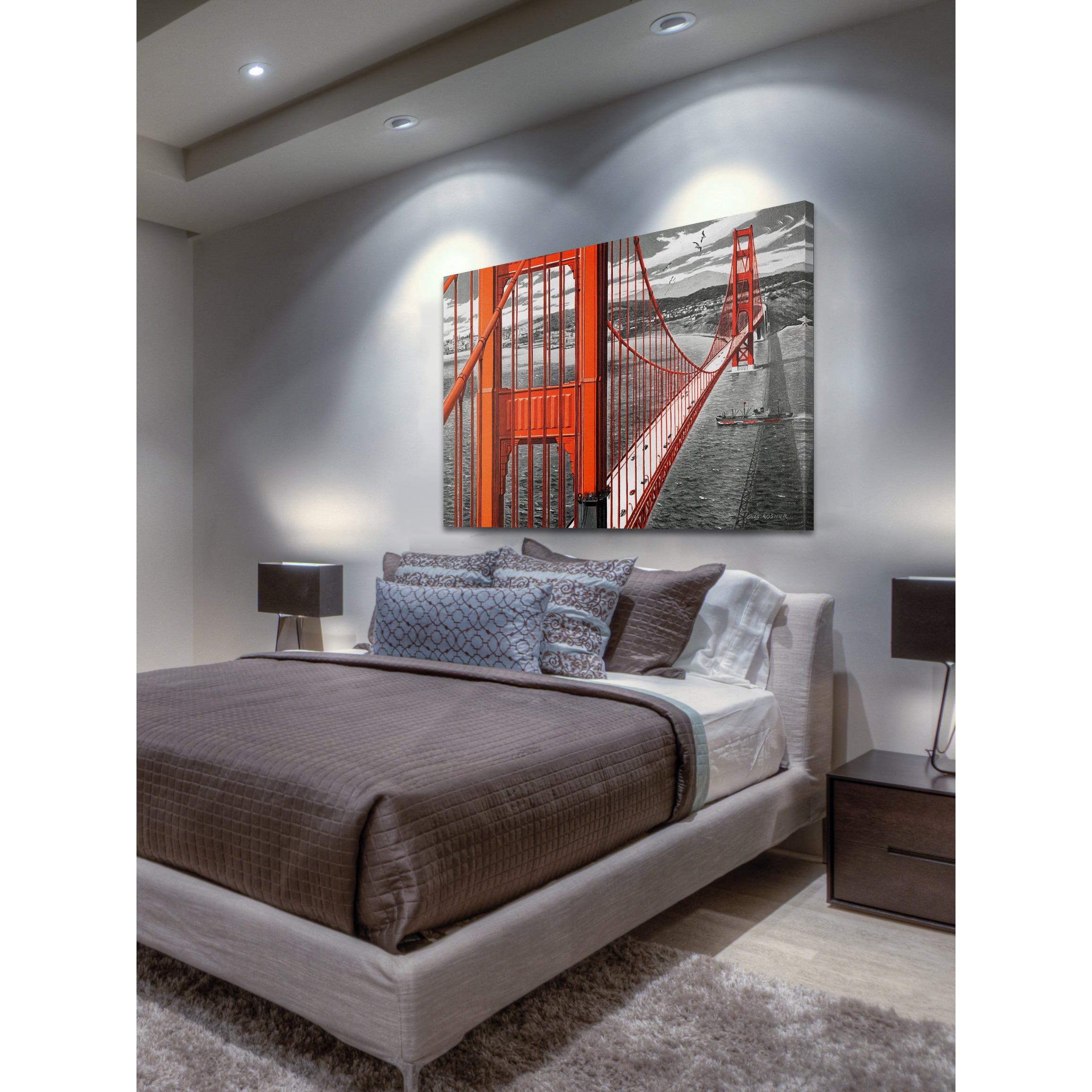 Marmont Hill - "Orange Bridge" Painting Print on Wrapped Canvas