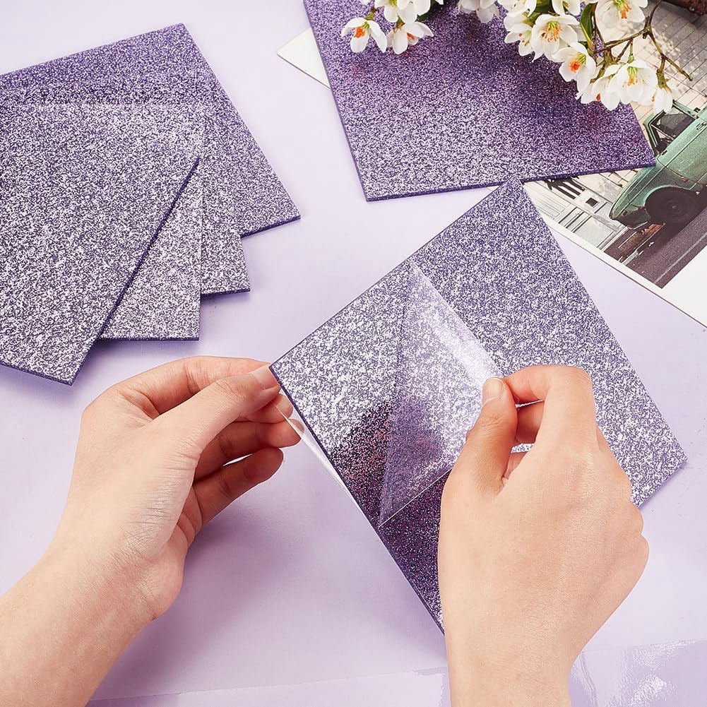6 pcs Glitter Acrylic Sheets 5.9x5.9 inch with 0.1 inch Thick Medium Purple Square Glitter Acrylic Panel for DIY Decoration Crafts Laser Cutting Engraving Medium Purple 6pcs