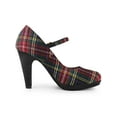 thumbnail image 3 of BLISSFUL STEP Women's Pump Plaid Platform Stiletto Heels Pumps Red Green 6.5, 3 of 7