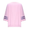 thumbnail image 7 of HOMBOM Womens Hoodless Sweatshirt Oversized Crew Neck Pink 3/4 Sleeve Graphic Tops for Women Fall, 7 of 7