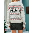 thumbnail image 4 of Women's Long-Sleeved Round Neck Pullover Sweater Christmas Festive Atmosphere Casual Sweater Tops White M, 4 of 8