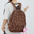 thumbnail image 5 of Lusa Corduroy Bow Print Backpacks for Students Preppy 15 Inch Large Capacity Double Shoulder Schoolbag Trendy Versatile Lightweight Casual Back to School Season Bookbag Brown One Size, 5 of 8