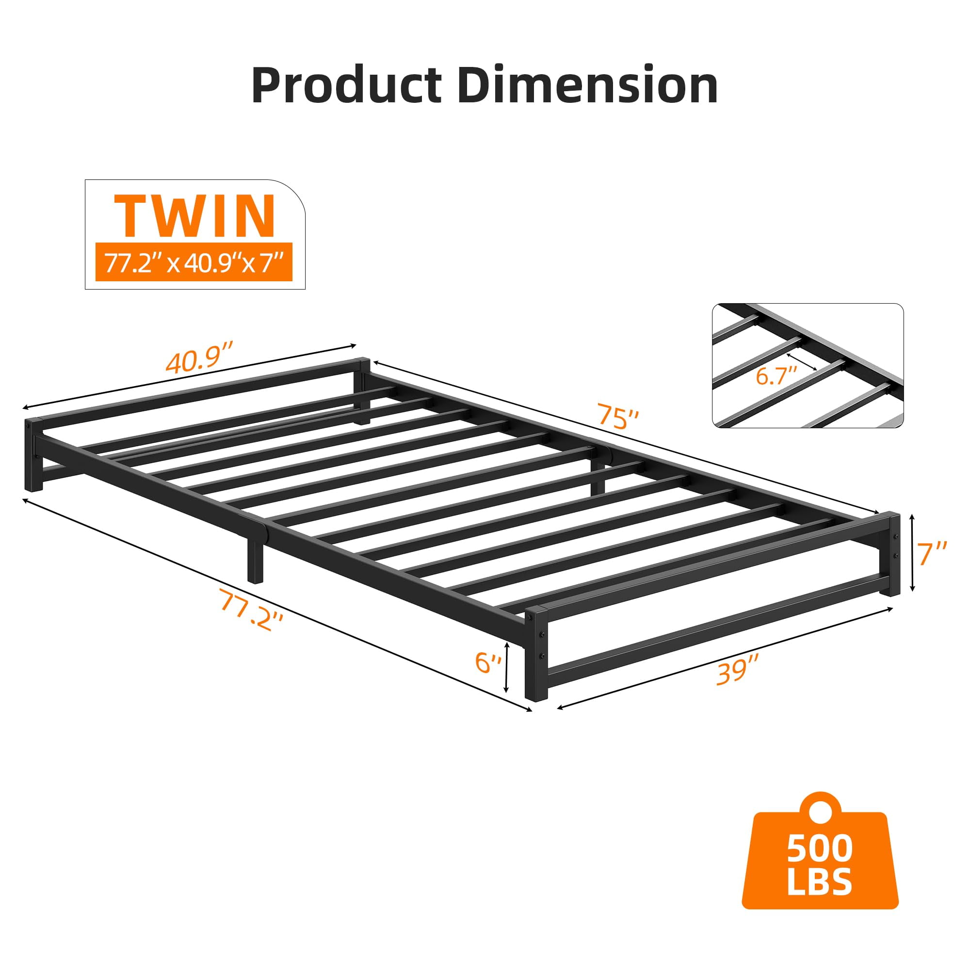 TROPOW Full Size Bed Frame,Metal Platform Bed Frame with Steel Slats Support, Mattress Foundation, Easy Assembly, No Box Spring Needed, Black