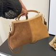 thumbnail image 2 of Faux Suede Evening Bag for Women, Retro Patchwork Crossbody Purse, Soft Top Handle Handbag for Wedding Party Date Night and Elegant Special Evening Occasions, 2 of 13