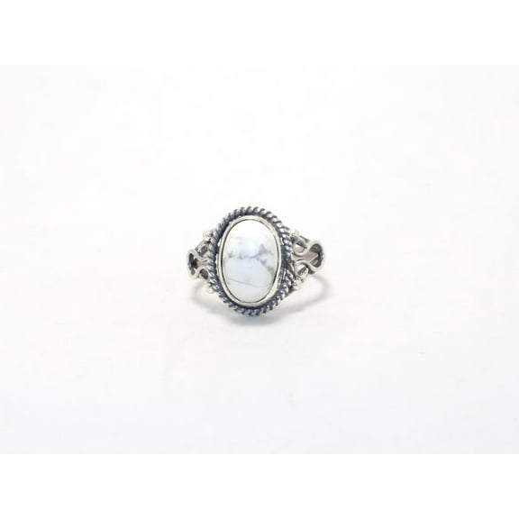 Heaven Crafts Natural White Howlite Ring 925 Sterling Silver Handmade Designer Ring Bohemian Jewelry