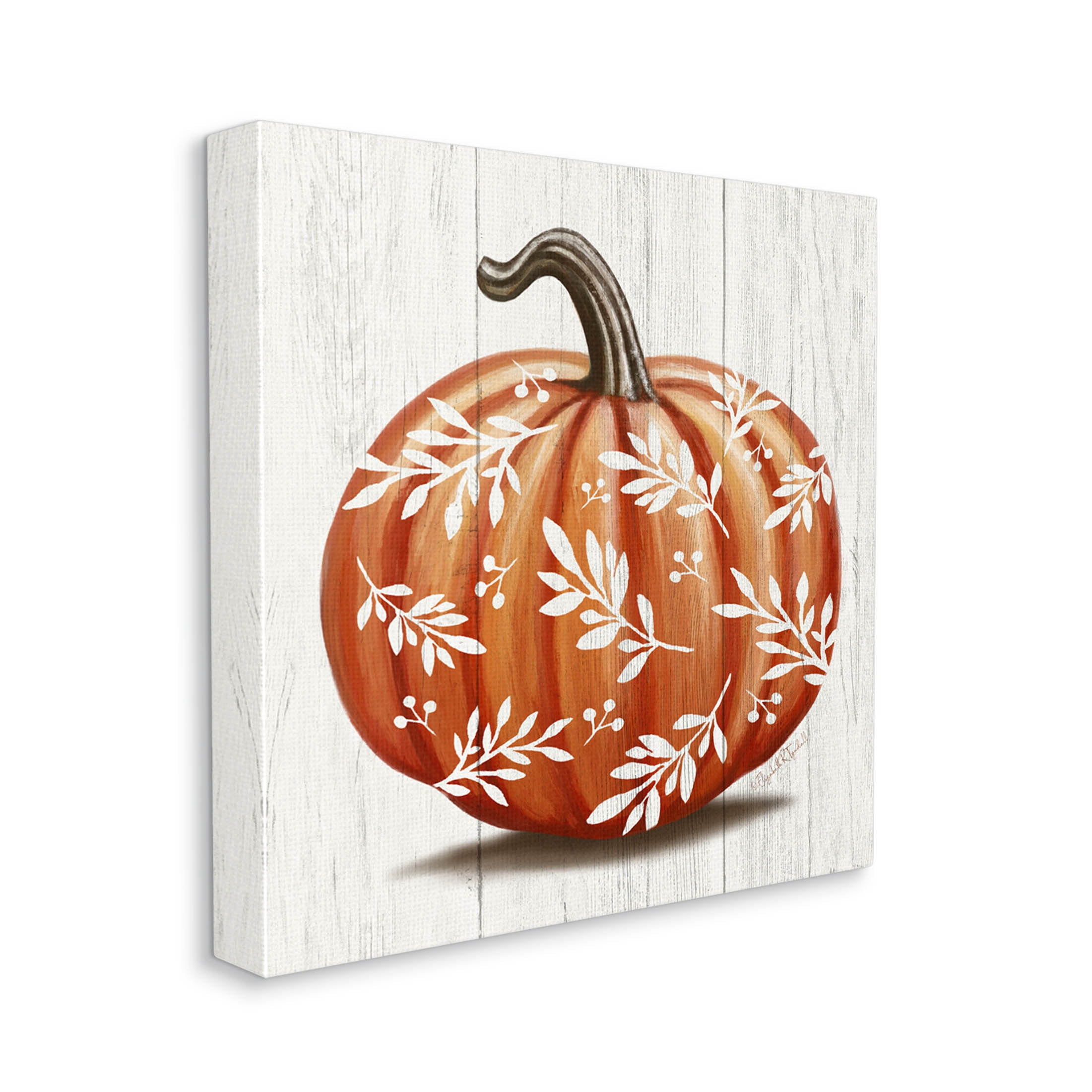 Stupell Industries Orange Fall Botanical Pumpkin Graphic Art Gallery Wrapped Canvas Print Wall Art, Design by Elizabeth Tyndall