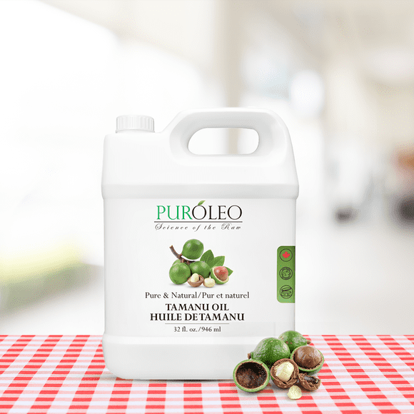 PUROLEO Tamanu Oil 32 Fl Oz/946 ML (Packed In Canada) 100% Pure Certified | Natural Cold Pressed Unrefined Oil for Hair & Face Premium packaging with Eye Dropper tamanu oil for face skin virgin