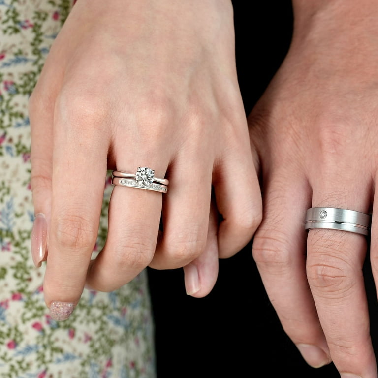 Sterling silver wedding ring sets cheap deals