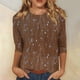 thumbnail image 2 of camisas de manga 3/4 para mujer camisetas gráficas con estampado lindo blusas casuales tallas grandes tops básicos jersey marrón / 2xl, 2 of 6