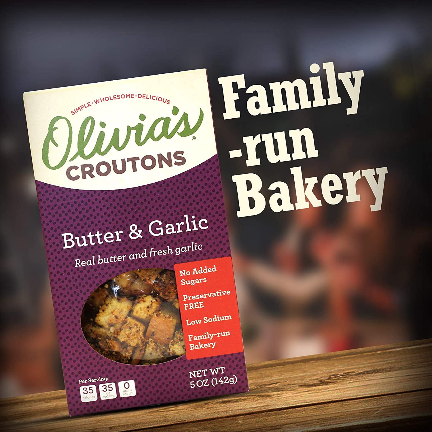 Pack of 6, Olivias Croutons Butter & Garlic, 5 oz