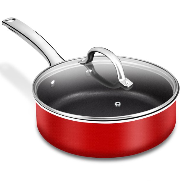 HITECLIFE Nonstick Deep Frying Pan, Induction Saute Pan with Lid