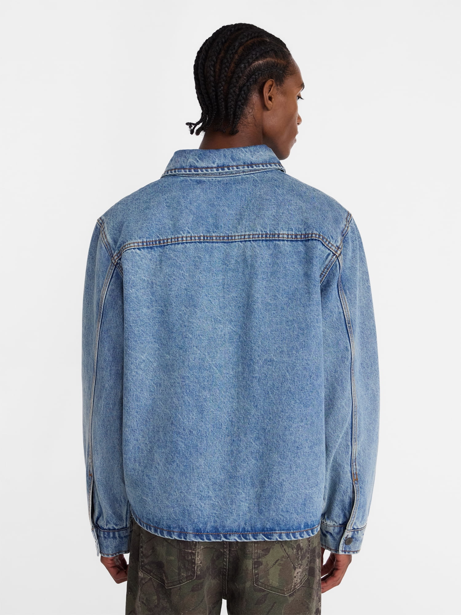 No Boundaries Denim Shacket with Long Sleeves, Men's XS-4XLT