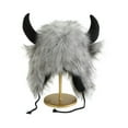 thumbnail image 2 of Faux Fur Trooper Hat for Women Men Furry Buffalo Hat with Horns Furry Earmuff Winter Trooper Hats Fluffy Earflap Hat 2026, 2 of 3