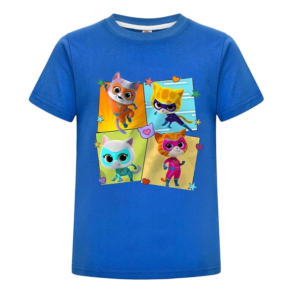 SuperKitties Cat Hero Shirt for Kids – Cartoon Character Tee – Girls Boys Summer T-Shirt – Comfortable Cotton Outfit – Top for Casual Playtime