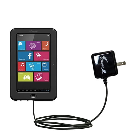 Gomadic Intelligent Compact AC Home Wall Charger suitable for the Polaroid PTAB7XC - High output power with a convenient, foldable plug design - Uses