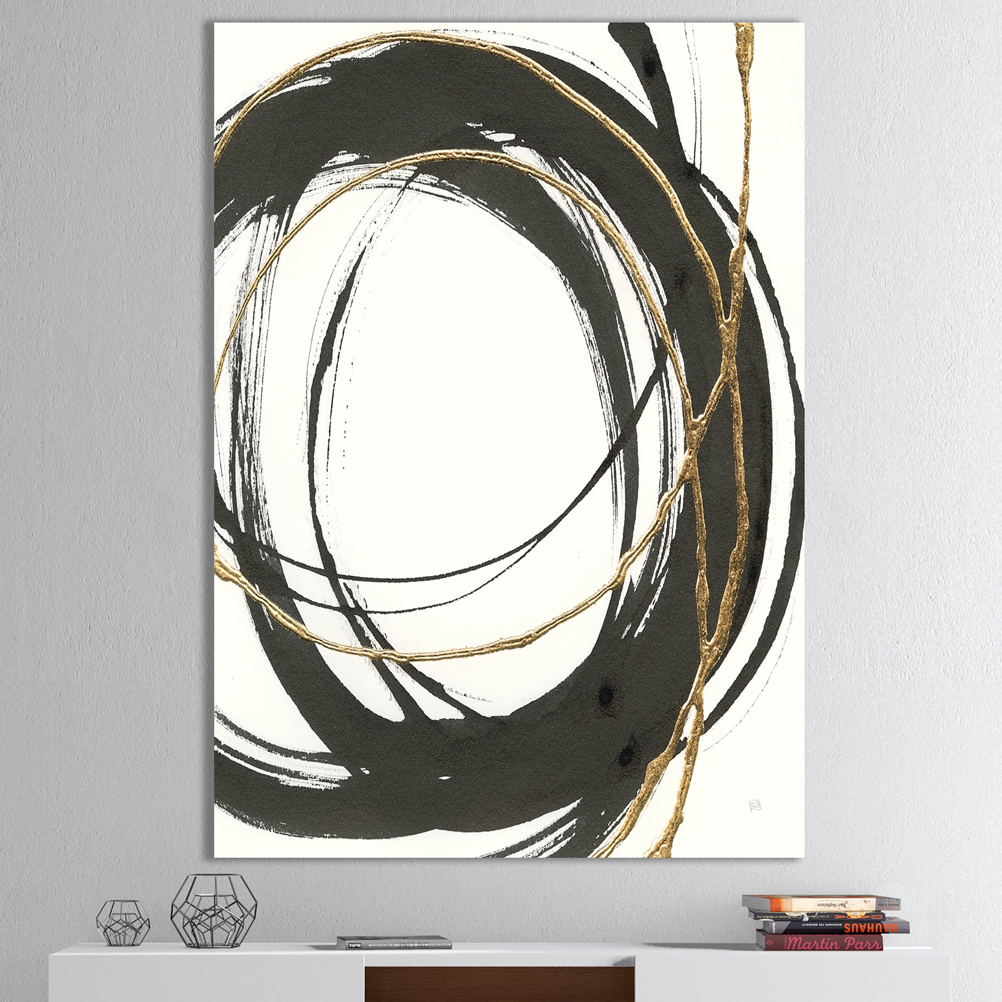 Designart 'Gold Glamour Circle III' Posh & Luxe gallery-wrapped Canvas