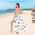 thumbnail image 6 of FORMRS Womens Long Sarong Beach Wrap Semi-Sheer Bikini Skirt Bathing Swimsuit Cover Up, White Minimalist Triangles, 6 of 7