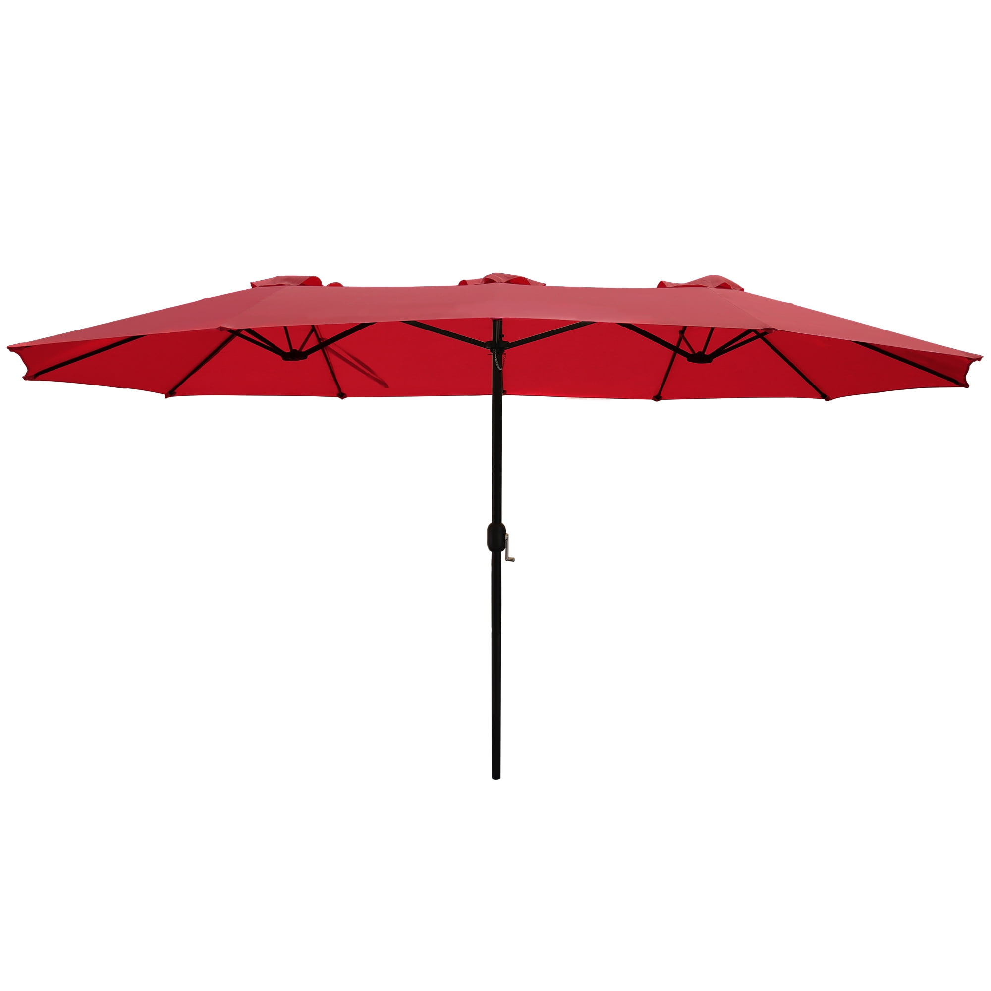 Abble 15x9 ft. Large Double Sided Rectangular Patio Market Umbrella with Crank Lift - Heavy Duty Steel Sun Shade for Pool, Deck, Backyard, Red