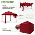 thumbnail image 2 of COOS BAY 11x11 Pop-up Instant Gazebo Tent with 4 Sidewalls Outdoor Canopy Shelter,Red, 2 of 7