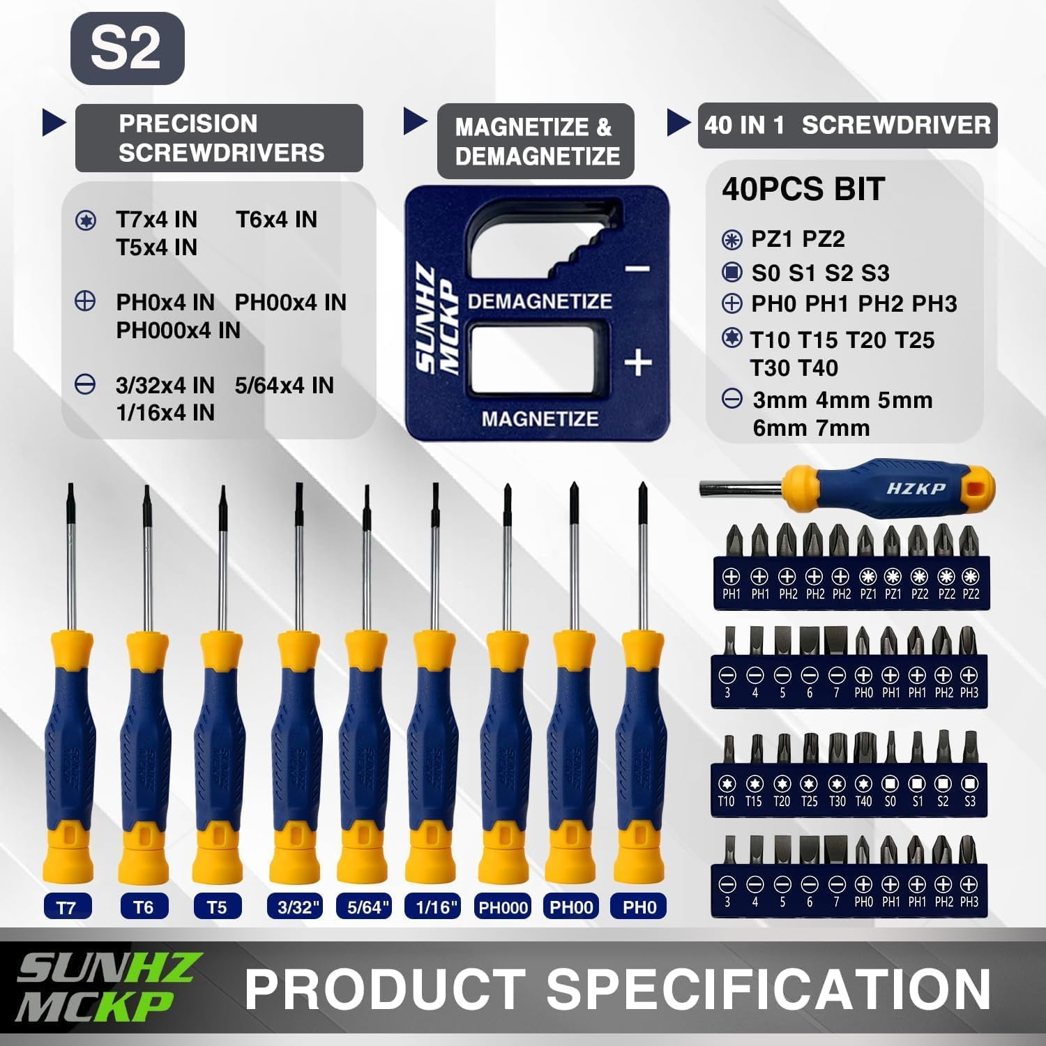 Magnetic Screwdriver Set 66-Piece, S2- Alloy Tool Steel, Includes Slotted/Phillips/Torx Mini Precision , Replaceable Screwdriver Bits With Srdy tool box