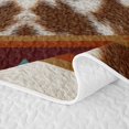 thumbnail image 5 of Erosebridal Western Abstract Aztec Twin Quilt Set for Women Men, Tribal Brown Cowhide Print Twin Coverlet Set, 2-Piece, 5 of 7