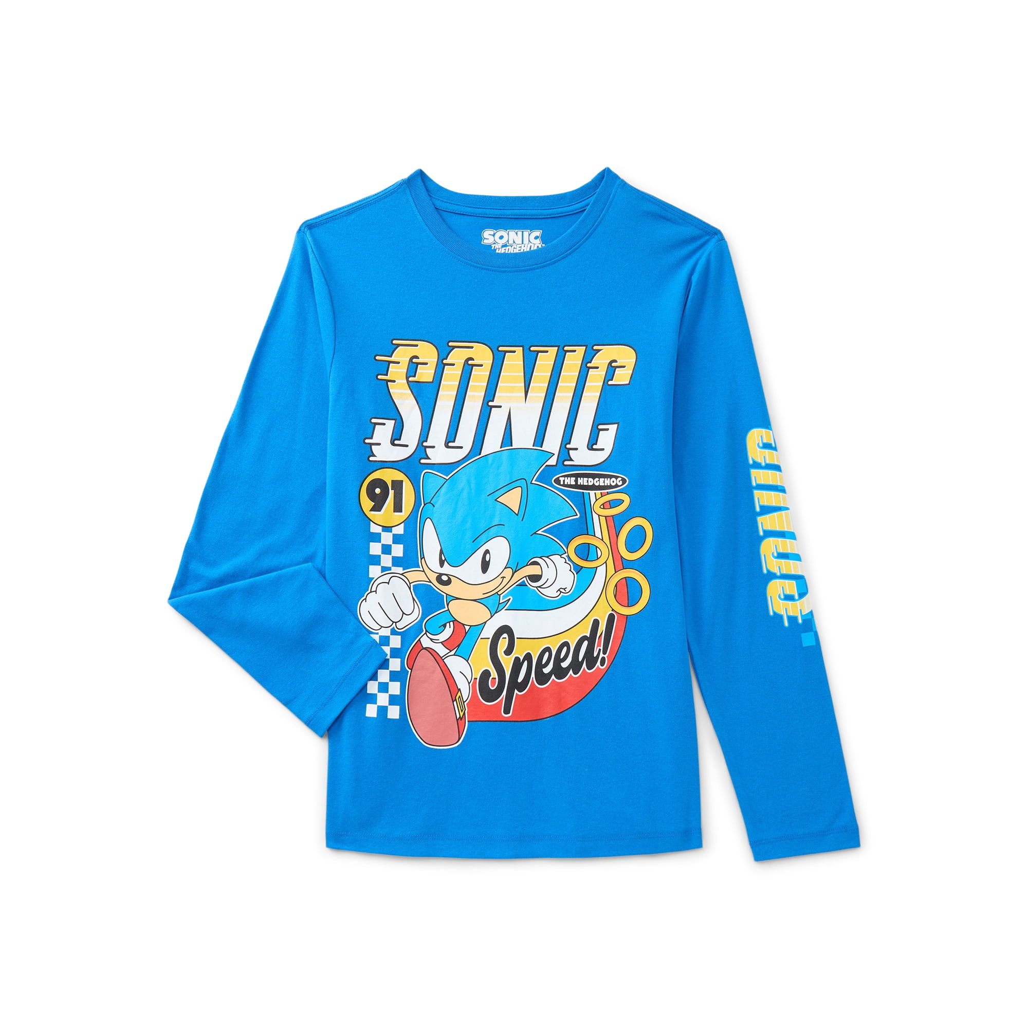 Sonic the Hedgehog, Boys' & Big Boys' Graphic Long-Sleeve T-Shirt, Speed Club Group, Sizes 4-18