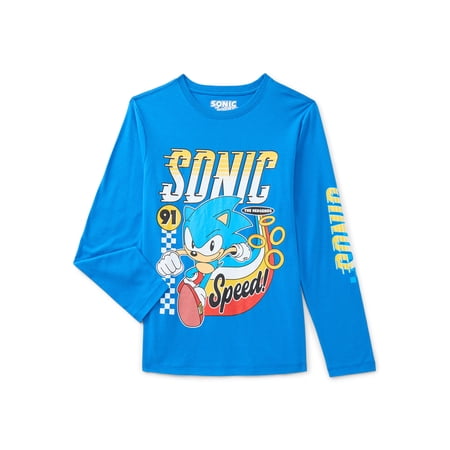 Sonic the Hedgehog, Boys' & Big Boys' Graphic Long-Sleeve T-Shirt, Speed Club Group, Sizes 4-18