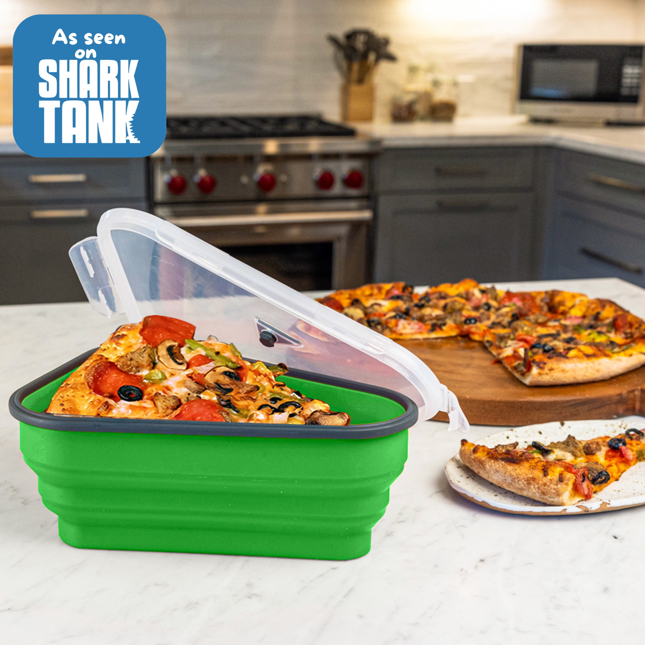 1 Set, Pizza Storage Container With 5 Microwavable Serving Trays,15.8 Oz Of  High-quality Silicone, Reusable Expandable Silicone Pizza Slice Keeper