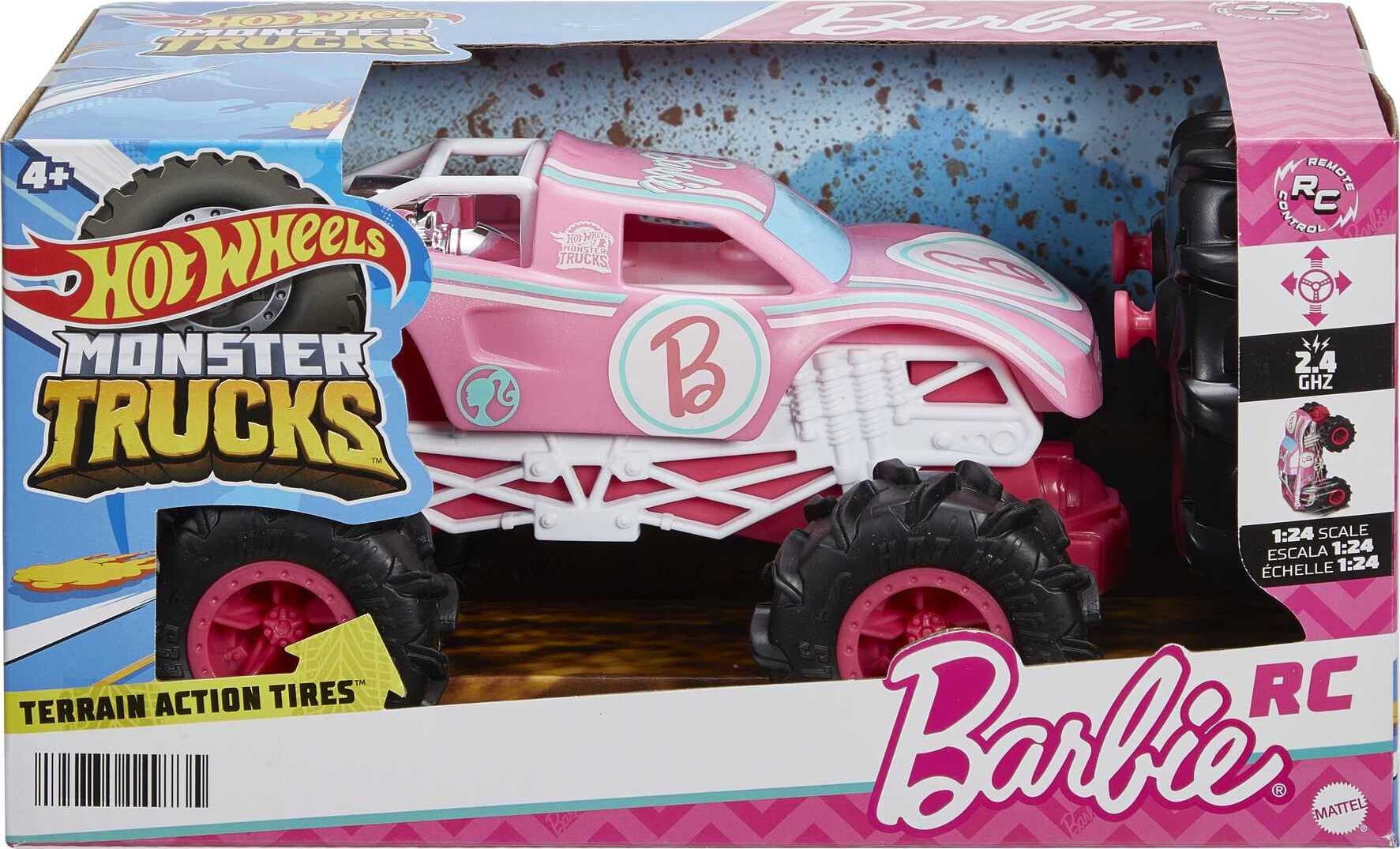 Hot Wheels Barbie Monster Truck RC, BatteryPowered RemoteControl Toy