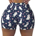 thumbnail image 2 of Lsque Rabbit And Flower Pattern High Waisted Biker Shorts for Women-Tummy Control Fitness Athletic Workout Running Yoga Gym Shorts,Moisture-Wicking-, 2 of 9