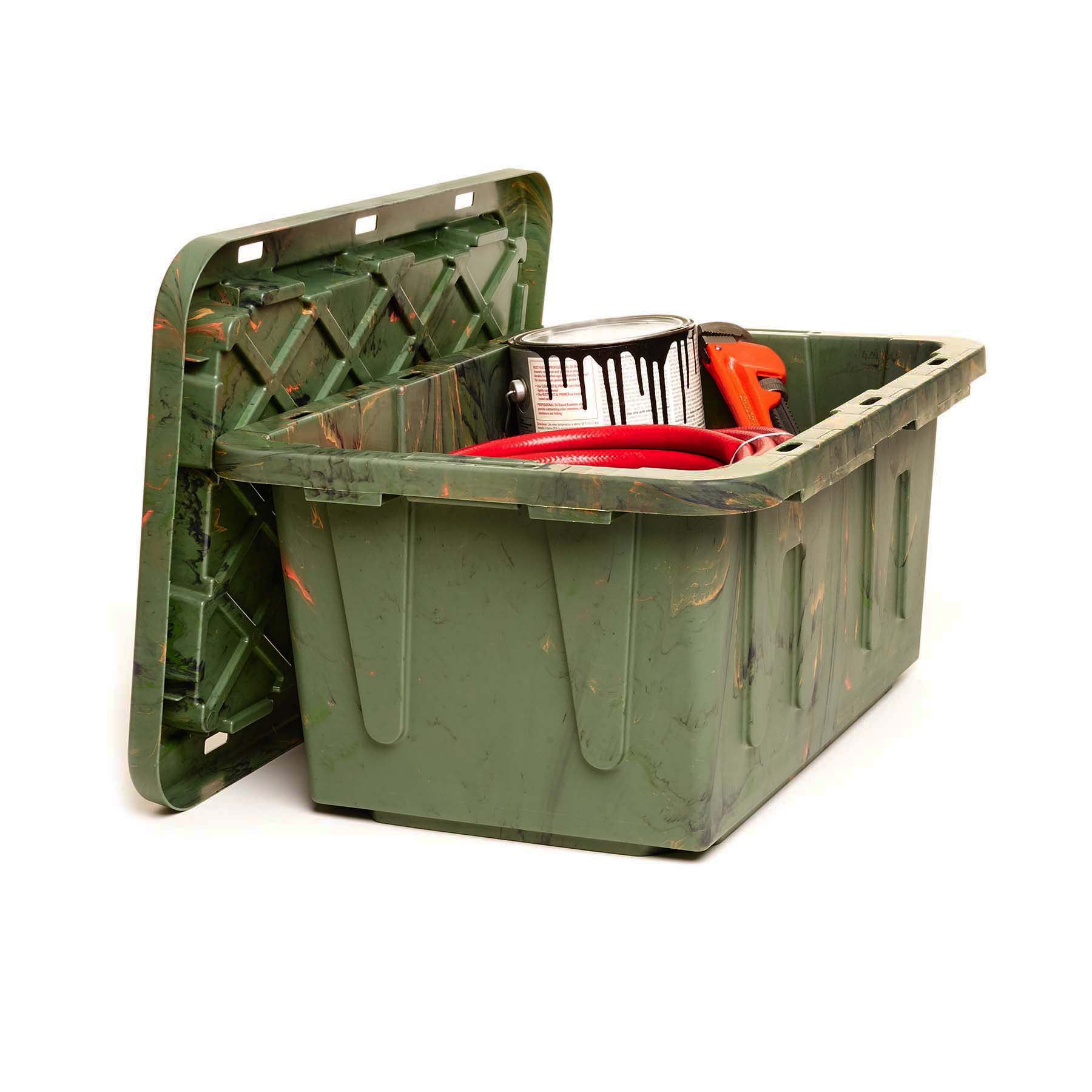 Homz Durabilt® 15 Gallon Tough Container, Camo Green, Set of 2