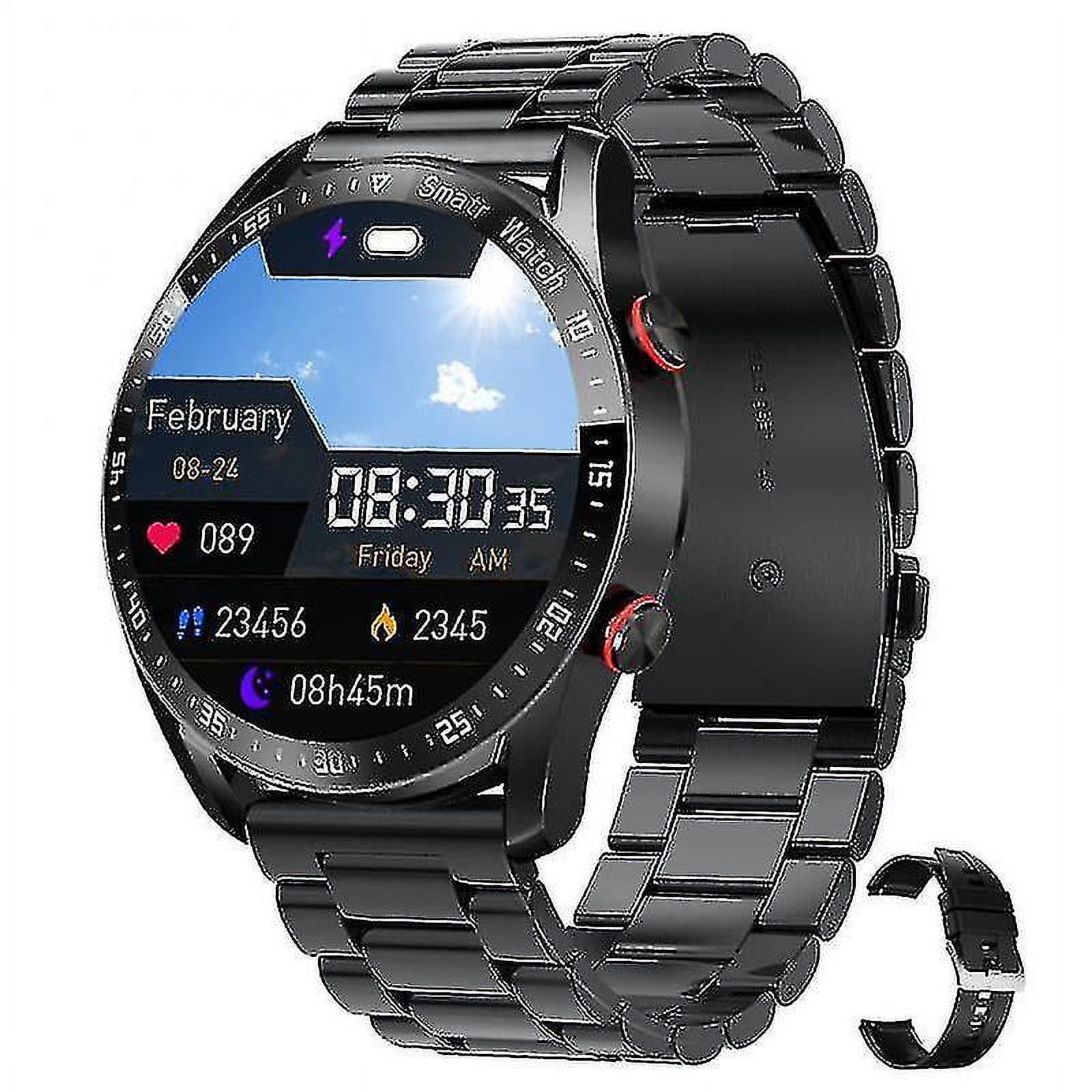 2023 New Ecg ppg Smart Watch Men s Bluetooth Call Smart Clock Sports Fitness Tracker Smart Watch Is Suitable For Android Ios Black leather belt Walmart