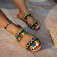 thumbnail image 4 of Brown Sandals For Womens Flats Bohemian Tassel Beach Flip Flops Casual For Summer Style And Relaxed Outdoor Occasions With Comfortable Design Size 37, 4 of 7