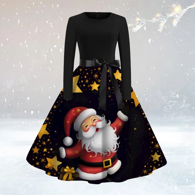 Disfraz de Cosplay de Navidad para mujer, vestido de princesa de manga larga, vestido de Festival Vintage, vestido Rockabilly, bata de fiesta