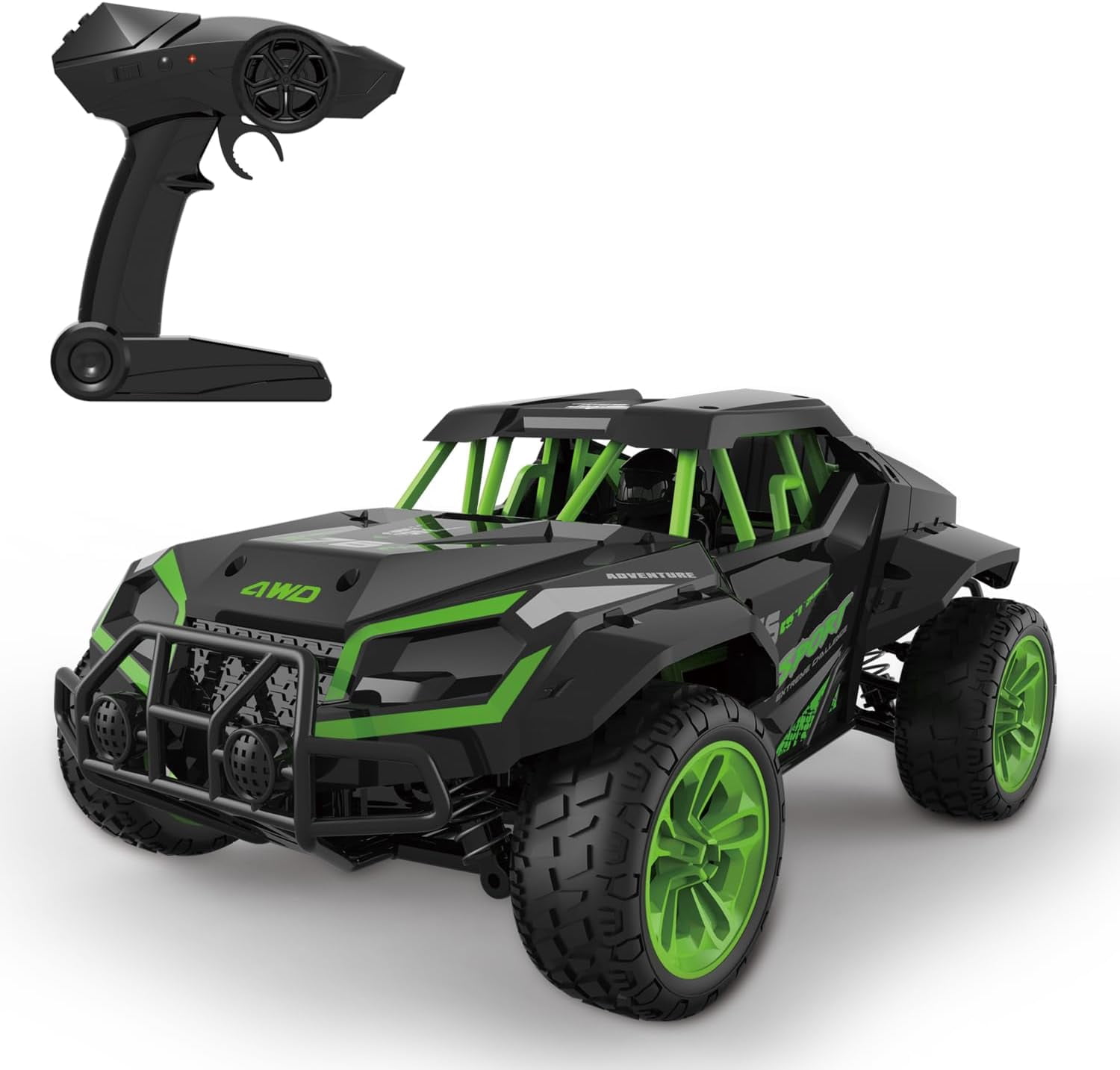 POCO DIVO 4WD Rally Car, 1/16 RC Off-Road Buggy, Radio Remote Control Racing Speed 25kmph Sports Vehicle, 12” All Terrain Toy LED UTV Adventure Truck with Spare Tire