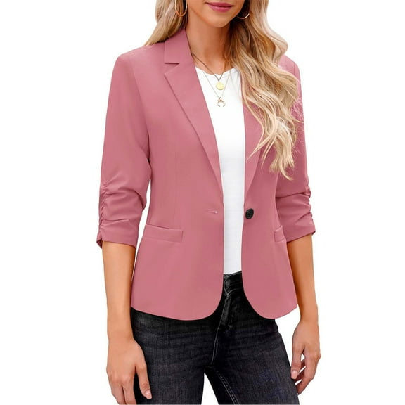 Blazers for Women Suit Jackets Dressy 3/4 Sleeve Blazer Business Casual Outfits for Work, 2025