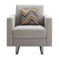 thumbnail image 6 of Victoria Beige Linen Fabric Armchair with Metal Legs, Side Pockets, and Pillow, 6 of 7