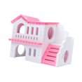 thumbnail image 1 of Casa de madera para hámster de dos capas, juguetes para hacer ejercicio, hábitat, decoración, escondite para dormir. blanco rojo, 1 of 9