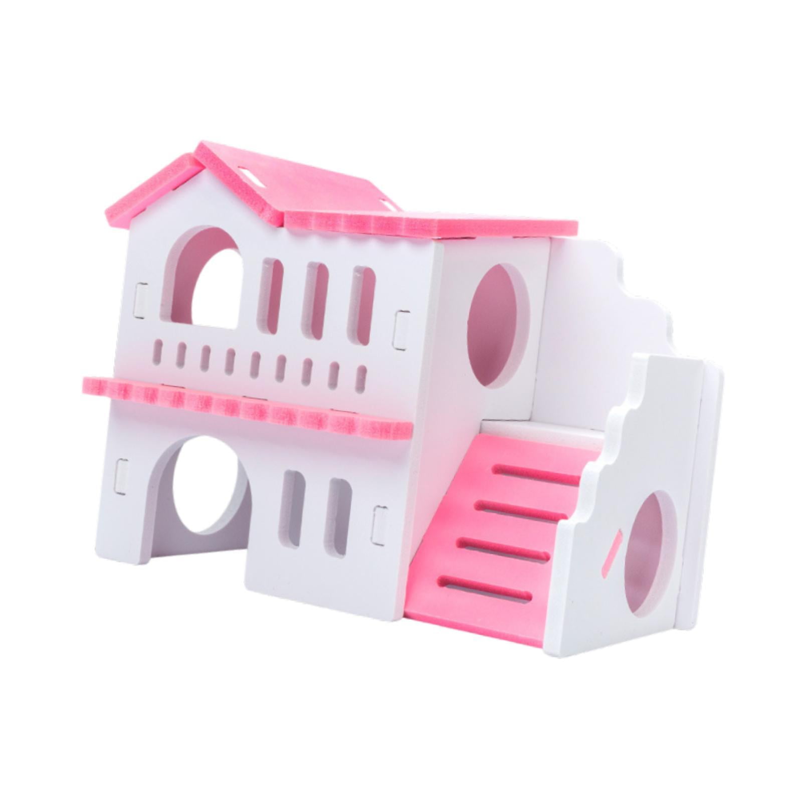 Bothyi Small Animal Hideout Exercise Toys Two Layers Hut for Gerbil Assemble Easily red white