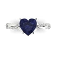 thumbnail image 2 of 2.1ct heart cut blue sapphire 18k white gold Bridal Wedding Engagement Promise Anniversary Ring for Women size 9.75, 2 of 7
