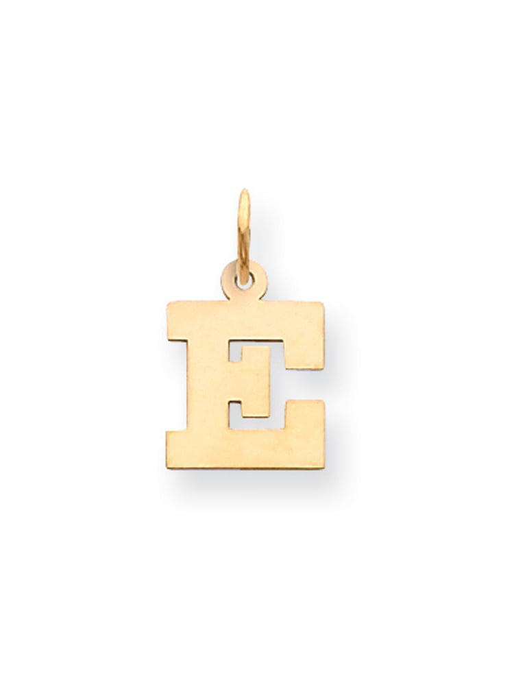 14k Yellow Gold Small Block Initial E Charm