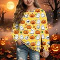 thumbnail image 5 of Cdudpw Kids Boy Girl Crewneck Halloween Sweatshirt Pumpkin Graphic Print Halloween Shirt Long Sleeve Tops(M119-Yellow), 5 of 9