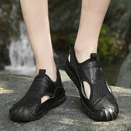 

ZTTD 2023 Men s New Versatile Trendy Handmade Large Beach Shoes Hollow Mesh Shoes