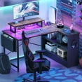 thumbnail image 2 of Bestier 42" L-shaped Computer Desk with Storage Shelf LED Gaming Desk with Monitor Stand Corner Desk, Rustic, 2 of 9