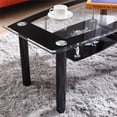 thumbnail image 3 of Hodedah Tempered Glass Coffee Table in Black Finish with Stainless Steel Legs, 3 of 3