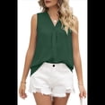 thumbnail image 1 of Blusas Sin Mangas de Informales Elegantes de Verano 2025 para Mujer, Cuello en V, Camisas de Trabajo, Verde Tinta, Talla XL, 1 of 10