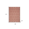 thumbnail image 3 of 4' X 6' Coral Orange Argyle Indoor Outdoor Area Rug, 3 of 6